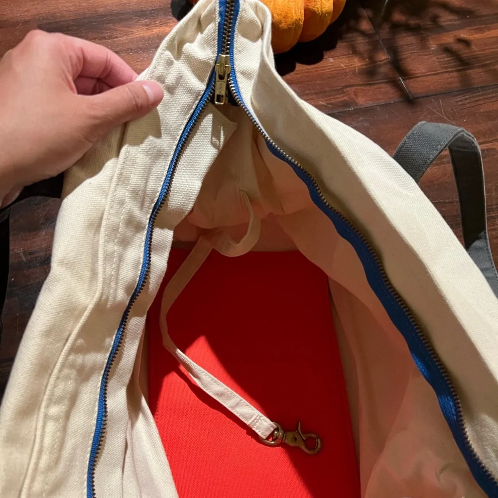 CANVAS PET TOTE NATURAL & ORANGE